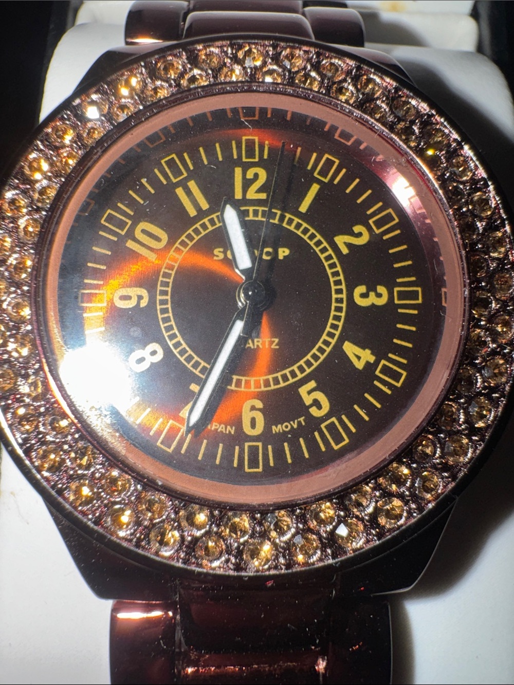 AccuTIME Women's Scoop Quartz Stainless Steel Bracelet Watch with Crystals NEW - Picture 5 of 7